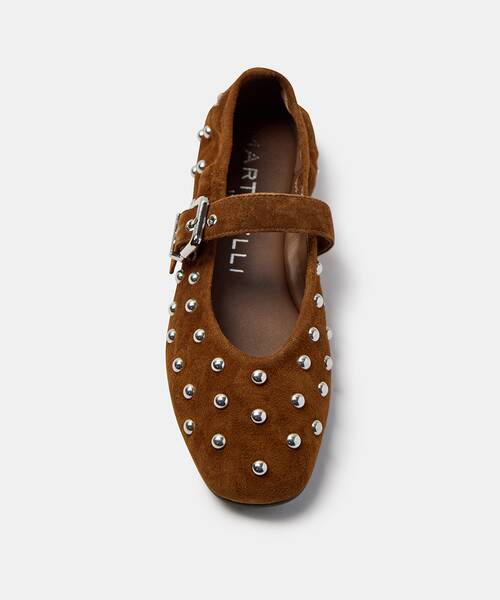 Women studded ballerina flats , COLETTE S053 , COLETTE S053-B638AY , TABACO