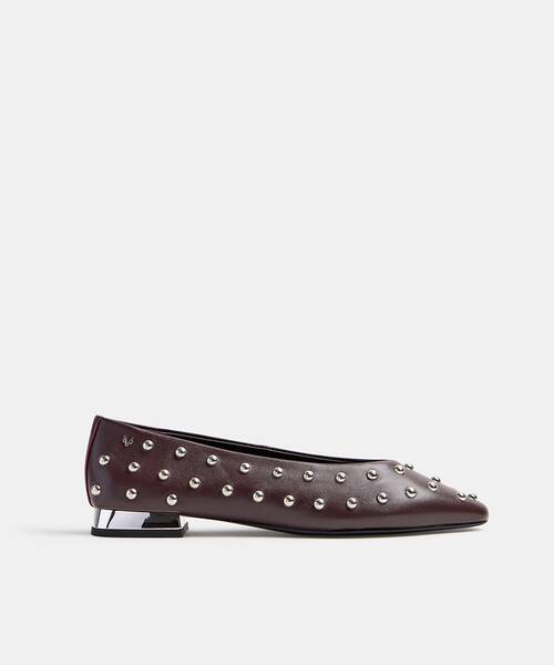 Women studded ballerinas , VESCIA S009 , VESCIA S009-B479PY , WINE