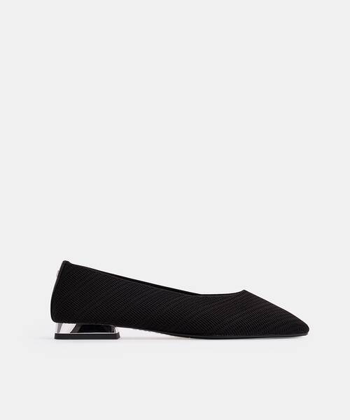 Women textile ballerina flats , VESCIA S009 , VESCIA S009-B557TY , BLACK