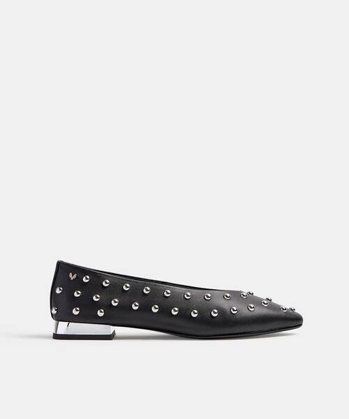 Women studded ballerinas , VESCIA S009 , VESCIA S009-B479PY , BLACK