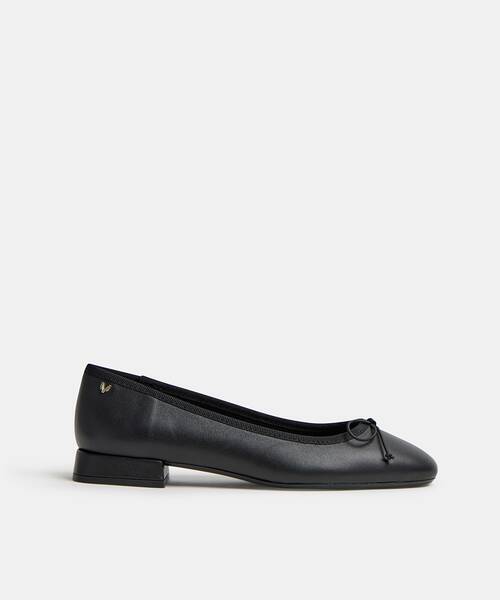 Women leather ballerina flats , QUIRINALE 1724 , QUIRINALE 1724-A997PY , BLACK