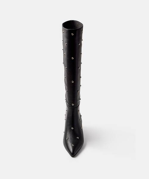 Women leather boots with studs , CATARINA S063 , CATARINA S063-B683KY , BLACK