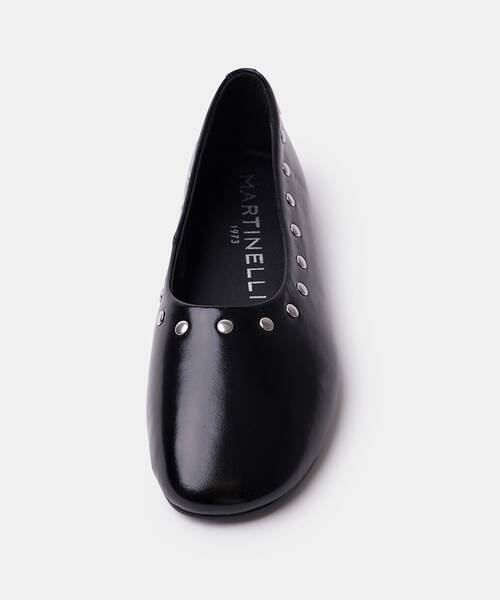 Women studded ballerina flats , BELLUCCI S056 , BELLUCCI S056-B652UY , BLACK