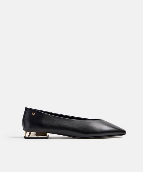 Women ballerinas with metallic heel , VESCIA S009 , VESCIA S009-B470PY , BLACK