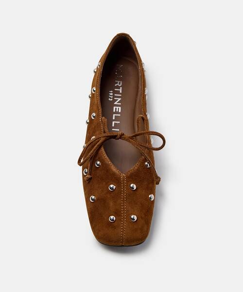 Women suede ballerina flats , GRENELLE S055 , GRENELLE S055-B645AY , TABACO