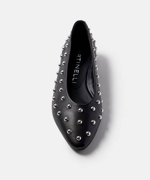 Women studded ballerinas , VESCIA S009 , VESCIA S009-B479PY , BLACK