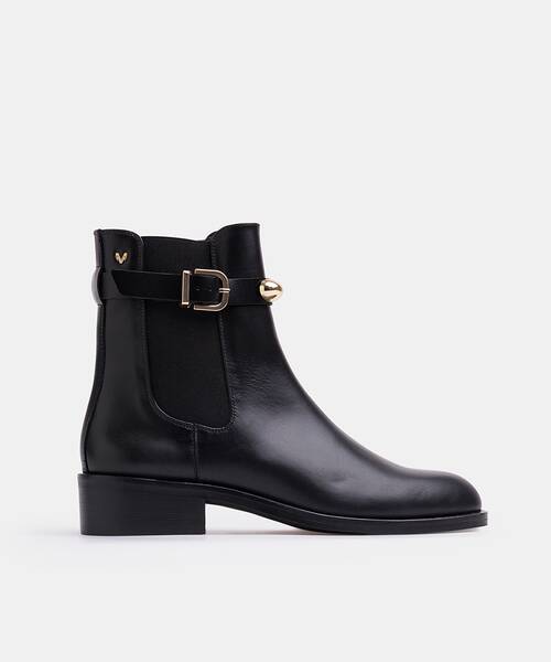 Women buckle ankle boots , RESSI 1718 , RESSI 1718-A933K , BLACK