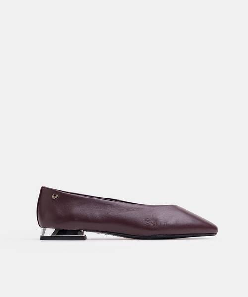 Women ballerinas with metallic heel , VESCIA S009 , VESCIA S009-B470PY , WINE