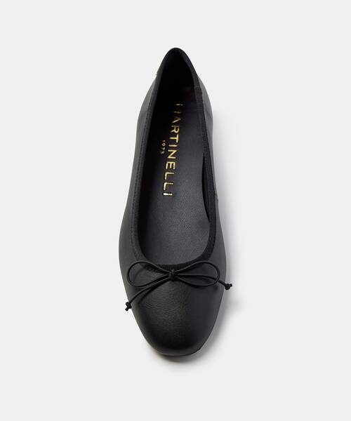Women leather ballerina flats , QUIRINALE 1724 , QUIRINALE 1724-A997PY , BLACK