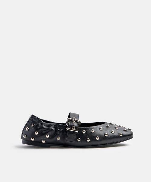 Women studded ballerina flats , COLETTE S053 , COLETTE S053-B638PY , BLACK