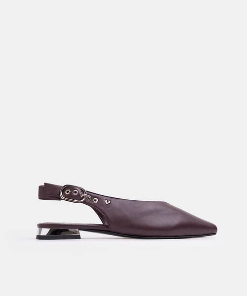 Women adjustable-strap ballerina flats , VESCIA S009 , VESCIA S009-B549PY , WINE
