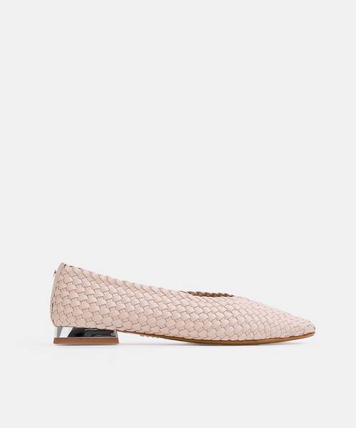 Women braided ballerina flats , VESCIA S009 , VESCIA S009-B556TY , OFF WHITE