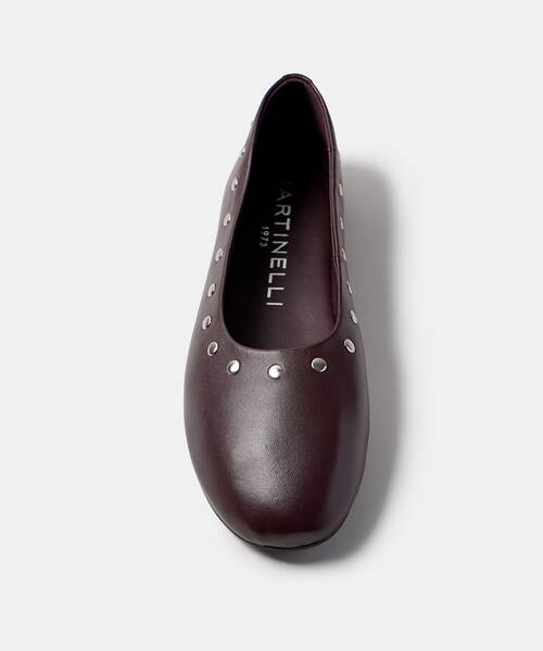 Women studded ballerina flats , BELLUCCI S056 , BELLUCCI S056-B652PY , WINE