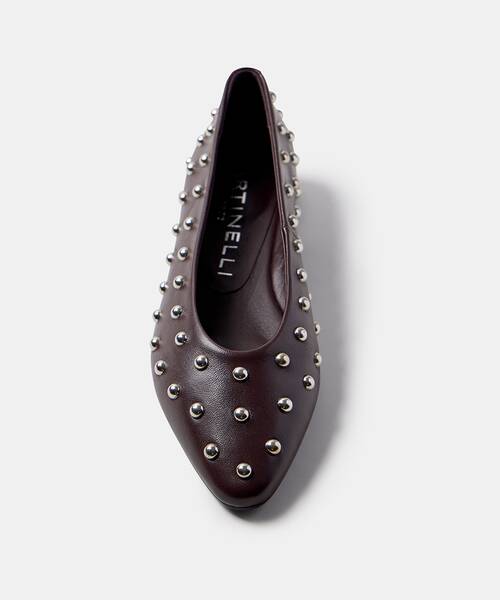 Women studded ballerinas , VESCIA S009 , VESCIA S009-B479PY , WINE