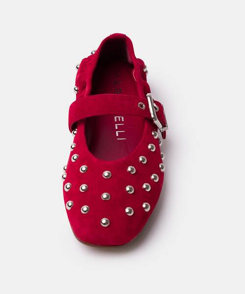 Women studded ballerina flats , COLETTE S053 , COLETTE S053-B638AY , RED