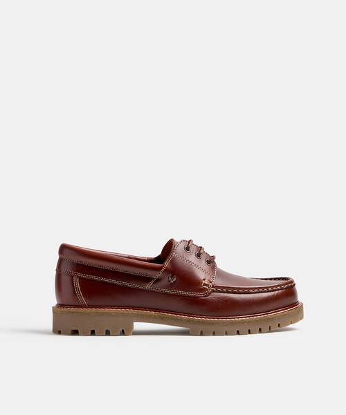 Men chunky boat shoes , GLENMORE C014 , GLENMORE C014-2980PY , COGNAC