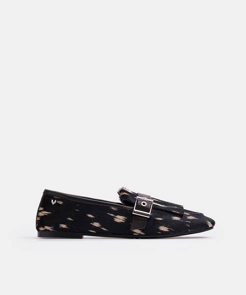 Women haircalf loafers , RUBICONE S010 , RUBICONE S010-B484FY , BLACK