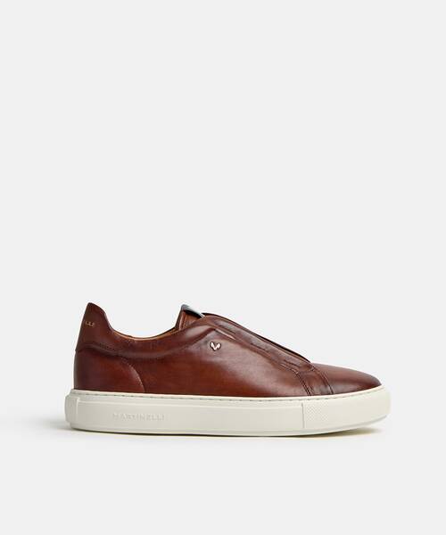 Men elastic-lace sneakers , HASTINGS 1738 , HASTINGS 1738-2951L , CAFE