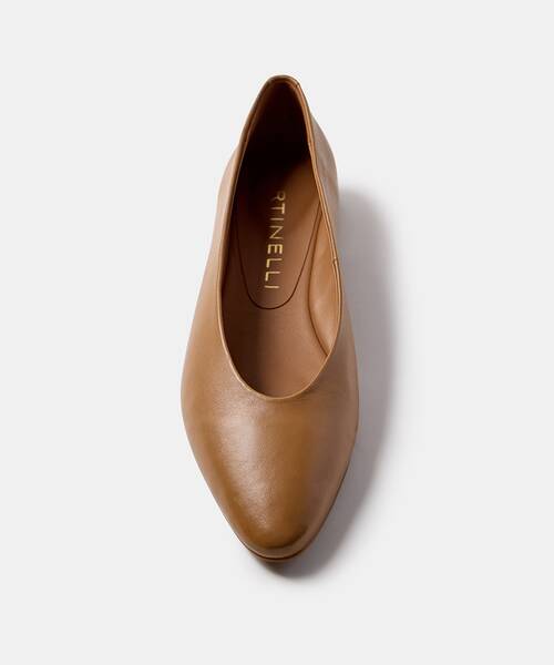 Women ballerinas with metallic heel , VESCIA S009 , VESCIA S009-B470PY , CAMEL