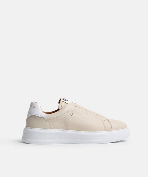 Men elastic-lace elegant sneakers , SULLIVAN C045 , SULLIVAN C045-Z011B , OFF WHITE