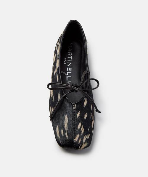 Women haircalf ballerina flats , GRENELLE S055 , GRENELLE S055-B720FY , BLACK