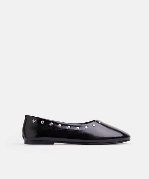 Women studded ballerina flats , BELLUCCI S056 , BELLUCCI S056-B652UY , BLACK