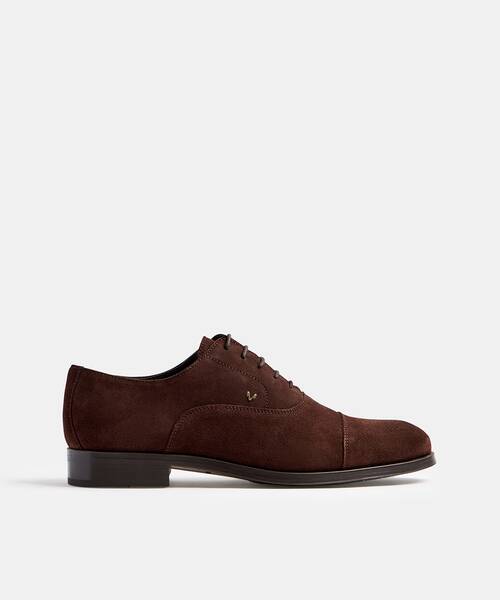 Men suede lace-up shoes , EMPIRE 1492 , EMPIRE 1492-2631X , DARKBROWN