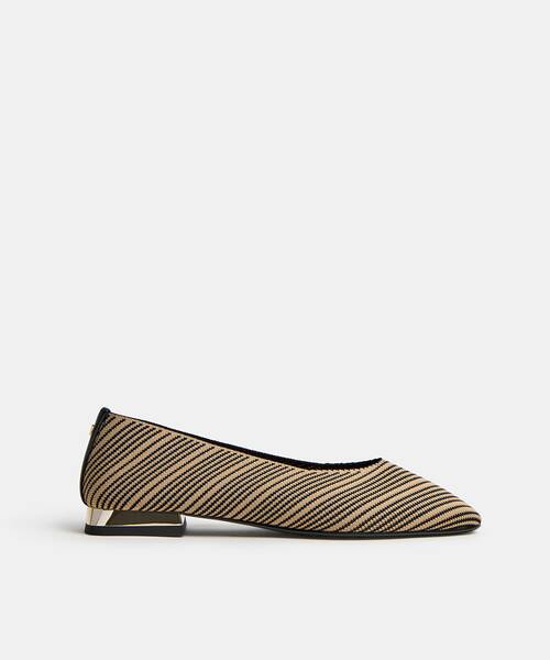 Women textile ballerina flats , VESCIA S009 , VESCIA S009-B557TY , BEIGE