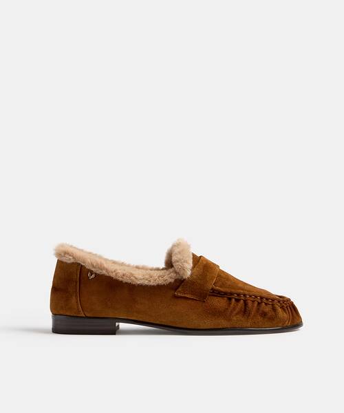 Women suede leather loafers , BARACCHINI S065 , BARACCHINI S065-B698AY , TABACO