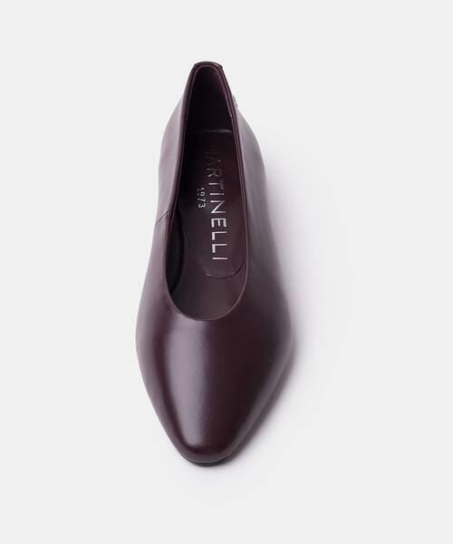 Women ballerinas with metallic heel , VESCIA S009 , VESCIA S009-B470PY , WINE