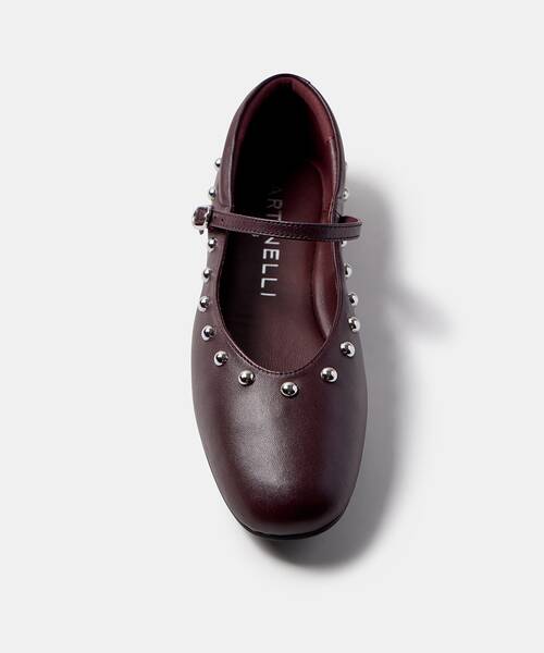 Women studded ballerinas , LARIANA 1750 , LARIANA 1750-B465PY , BURDEOS