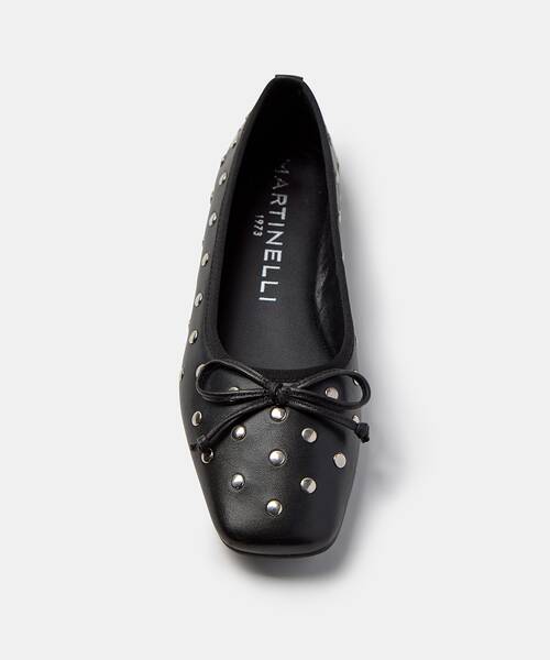 Women studded ballerina flats , COLETTE S053 , COLETTE S053-B635PY , BLACK
