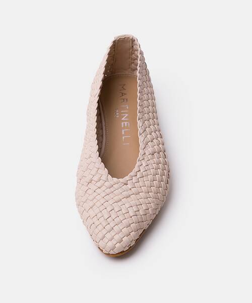 Women braided ballerina flats , VESCIA S009 , VESCIA S009-B556TY , OFF WHITE