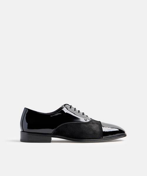 Men patent leather lace-up shoes , CHARLESTOWN 1625 , CHARLESTOWN 1625-2773H , BLACK