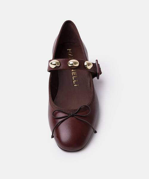 Women leather ballerina flat , QUIRINALE 1724 , QUIRINALE 1724-A998CY , OLMO