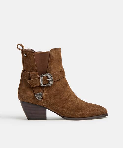 Women suede ankle boots , JEANNE S064 , JEANNE S064-B685XY , TABACO