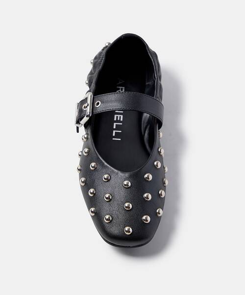 Women studded ballerina flats , COLETTE S053 , COLETTE S053-B638PY , BLACK