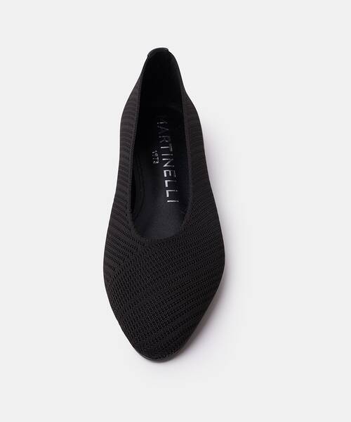 Women textile ballerina flats , VESCIA S009 , VESCIA S009-B557TY , BLACK