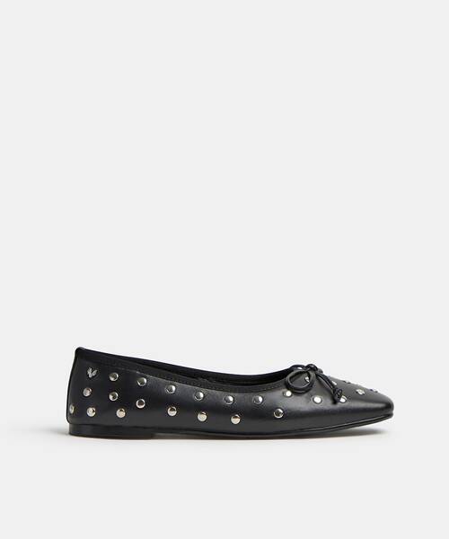 Women studded ballerina flats , COLETTE S053 , COLETTE S053-B635PY , BLACK