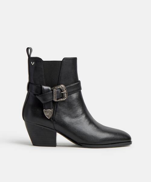 Women buckle ankle boots , JEANNE S064 , JEANNE S064-B685KY , BLACK