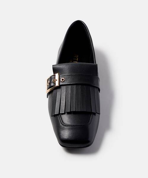 Women ballerinas with golden buckle , RUBICONE S010 , RUBICONE S010-B483PY , BLACK