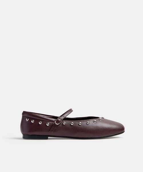 Women studded ballerinas , LARIANA 1750 , LARIANA 1750-B465PY , BURDEOS