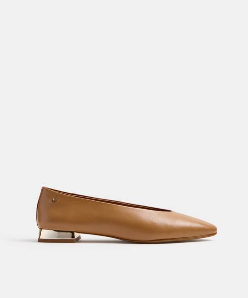 Women ballerinas with metallic heel , VESCIA S009 , VESCIA S009-B470PY , CAMEL