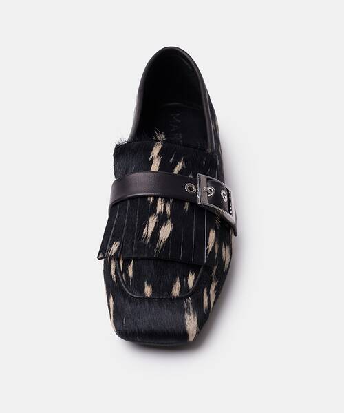 Women haircalf loafers , RUBICONE S010 , RUBICONE S010-B484FY , BLACK