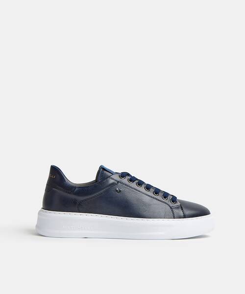 Men elastic-lace elegant sneakers , HASTINGS 1738 , HASTINGS 1738-2951CY , BLUE