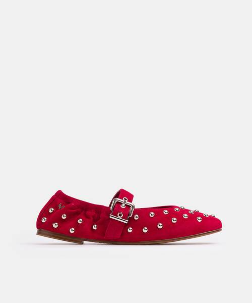 Women studded ballerina flats , COLETTE S053 , COLETTE S053-B638AY , RED
